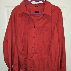 Talbots Womens Plus Size 24w Collared Cotton Button Down Blouse